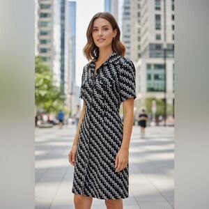 Black/White Diamond Midi Dress Size 10 Retro, mod style, Vintage-Inspired